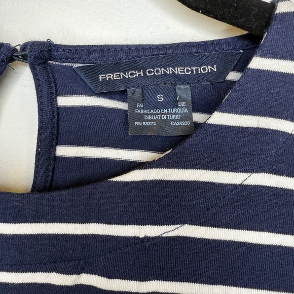 French Connection Knit Striped Body-con Dress Navy Blue White Size Small - Picture 14 of 14